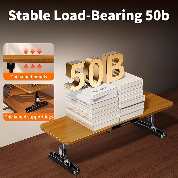 Wooden Monitor Stand Riser for Desk,Adjustable Height Monitor Shelf Riser with Phone Holder,Desk Storage Organizer Accessories,Wood Computer Screen Stands for Office,Home,Laptop,Printer,TV