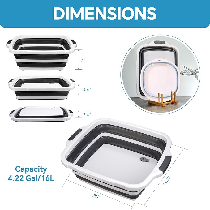Collapsible BBQ Prep Tub for Meal Prep, Marinating, and Food Storage - Includes Cutting Board and Locking Lid,Ideal Gifts for Christmas,Dad,mother (Black)