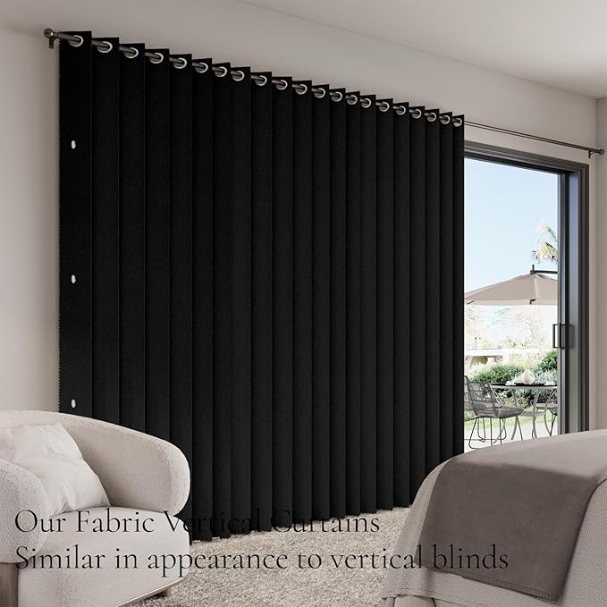100% Blackout Memory Trained Pleated Curtains with Magnetic Closure, Pinch Pleat Window Curtain for Bedroom Living Room Window Treatment, 1 Panel, W45 x L84, Black