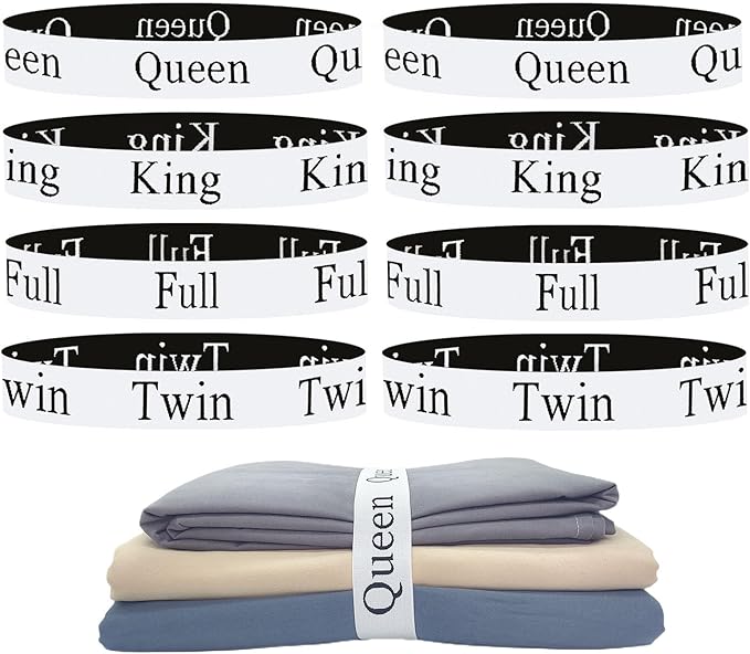 8 Pieces Bed Sheet Organizer Bands, Sheet Organizers and Storage Label Bands, Sheet Label for Bedding, Sheets Organizer for Closet,Sheet Keepers Linen Labels Bedding Bands