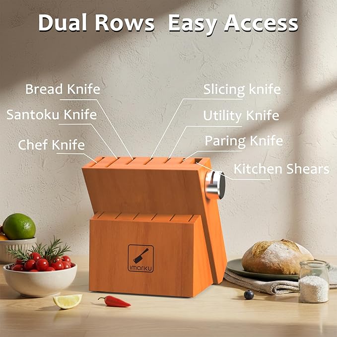 imarku Kitchen Knife Set, 15 Piece Premium Knife Block Set, Dishwasher Safe Knives Set for Kitchen, Razor Sharp Japanese Knife Set with Built-in Sharpener, Ergonomic Handle, Brown