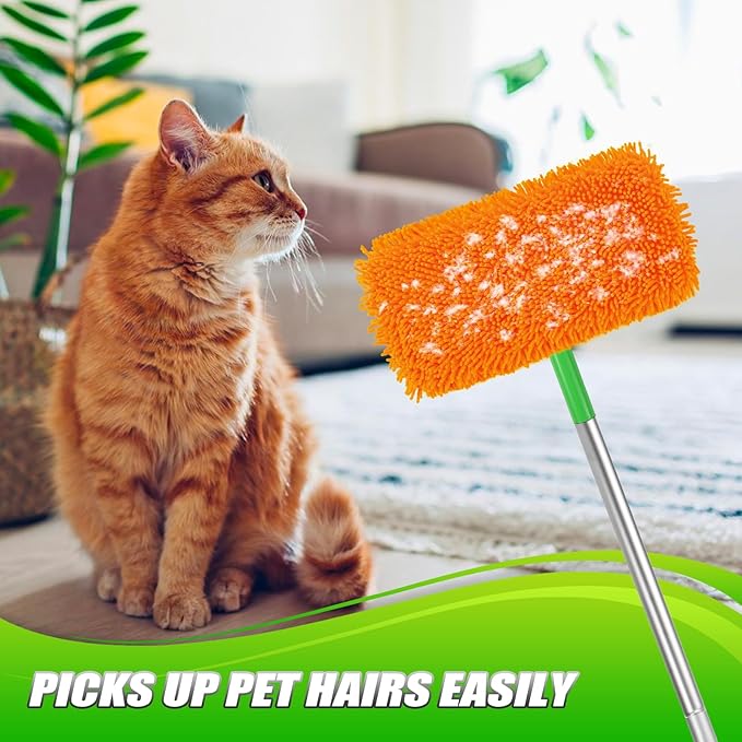 Set of 4 Reusable Microfiber Mop Pads Compatible with Swiffer Sweeper, Dry Sweeping Cloths, Washable Wet Mopping Cloth Refills for Floor Cleaning (Mop is Not Included) (Multicolor 2, 4 Pack)