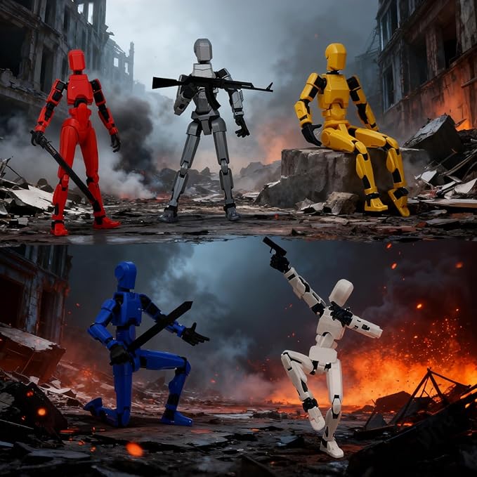 (Assembly Completed) 6 Packs Dummy13 Action Figure Set, 3D Printed ActionFigure Toy Gifts for Kids, Dummy 13,Robot 13 Action Figure Full Body Mechanical Doll Christmas Birthday Gift for Boys Girls