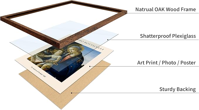 Poster Master Sandro Botticelli Poster - Portrait of A Young Man Print - Italian Art - Renaissance Art - Man in Beretta Hat Art - Portrait Art - Classic Living Room Decor, 8x10 Brown Framed