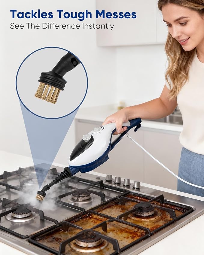 CYK Steam Mops for Floor Cleaning, 12 in 1 Handheld Steam Cleaner for Home, Floor Steamer for Hardwood Floors and Tile(Navy-White)