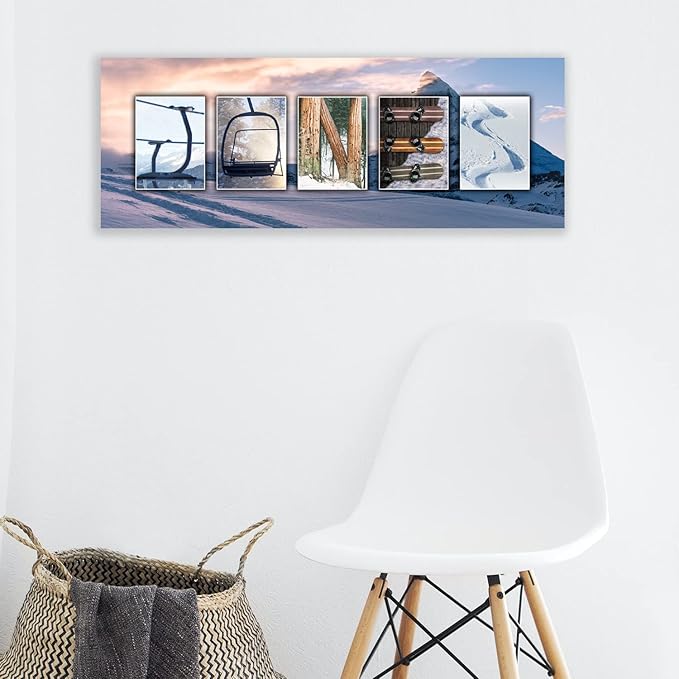 Personal-Prints SNOWBOARDING Personalized Name Art Gift | Customized for the Snowboard Instructor, Avid Boarder, or Team | Unique Photo Canvas Wall Art Décor (6"x18" Stretched Canvas)