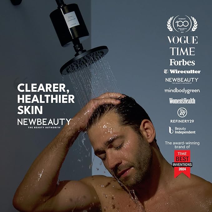 Filterbaby Pro Series Shower Filter,Doctor Developed, All-Metal Titanium Aluminum,Lab Tested to Reduce up to 99% Chlorine/Chloramine/Lead/Certain Heavy Metals,Great Water Pressure,Long Lasting,Black