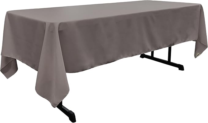 LA Linen Polyester Poplin Washable Rectangular Tablecloth, Stain and Wrinkle Resistant Table Cover 60x120, Fabric Table Cloth for Dinning, Kitchen, Party, Holiday 60 by 120-Inch, Gray Dark