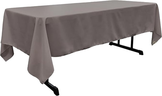 LA Linen Polyester Poplin Washable Rectangular Tablecloth, Stain and Wrinkle Resistant Table Cover 60x120, Fabric Table Cloth for Dinning, Kitchen, Party, Holiday 60 by 120-Inch, Gray Dark