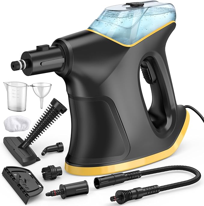10S Fast Heating Heavy Duty Steam Cleaner with Continuous Spray & Safety Lock, Natural Steamer for Deep Cleaning, Multipurpose Handheld Steamer with 9 Accessories for Home Car Furniture Kitchen Grease