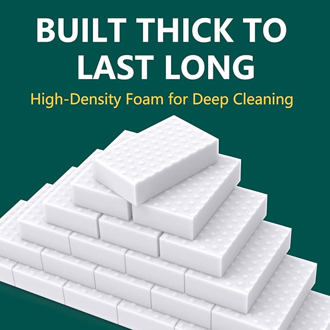 20 Pack Magic Sponges Erasers, 2X Density Long Lasting Melamine Sponge in Bulk, Household Cleaning Supplies, Kitchen Sponge for Bathroom, Wall, Shoe, Car, Dish, Sink, Shower Cleaner Tool