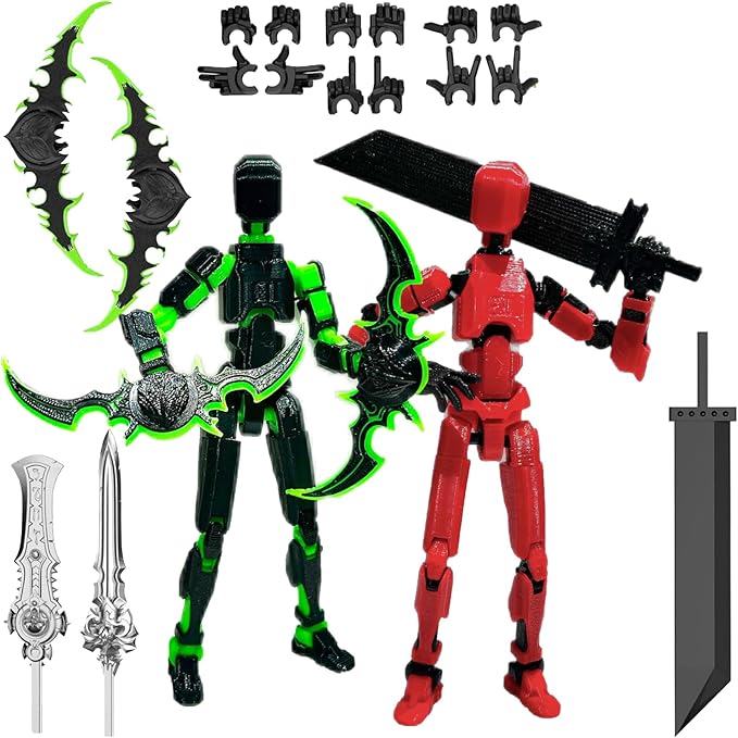 (Assembly Completed) 2 Packs Titan13 Action Figure Set, Dummy 13 3D Printed ActionFigure Toy Gifts for Kids, Robot 13 Action Figure Full Body Mechanical Doll Christmas Birthday Gift for Boys Girls