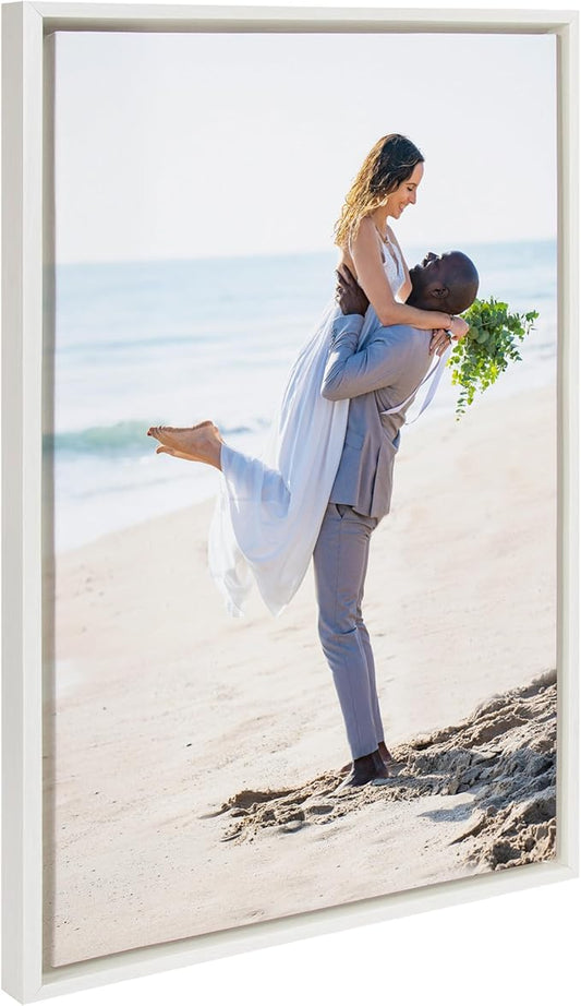 Kate and Laurel Custom Printed Framed Canvas Wall Art; 23x33 White; Sylvie Personal Canvas Print with Your Photos for Bedroom or Living Room Gallery Wall Decor | Printed and Hand Framed in the USA