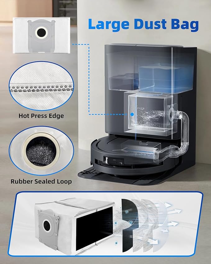 21 Pcs Replacement Parts Kit Compatible with ECOVACS DEEBOT T80 OMNI/for Yeedi M14 Plus Robot Vacuum Cleaner - Accessory Set with 1 Main Brush, 3 Roller Mops, 4 Filters, 6 Dust Bags, 6 Side Brushes