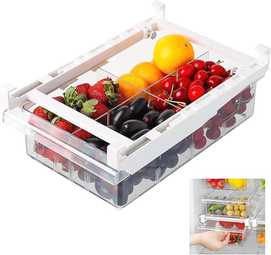 12 in refrigerator drawer - fridge drawer organizer for Deli Meat, Cheese, Produce and More, Stretchable and Deep Storage