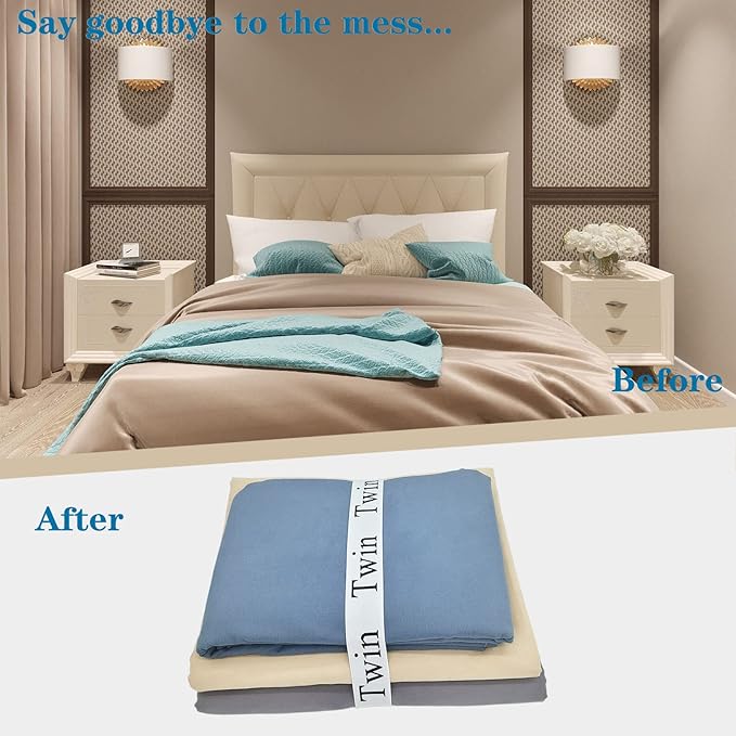 6 Pieces Bed Sheet Organizer Bands, Sheet Organizers and Storage Label Bands, Sheet Label for Bedding, Sheets Organizer for Closet,Sheet Keepers Linen Labels Bedding Bands (Twin)