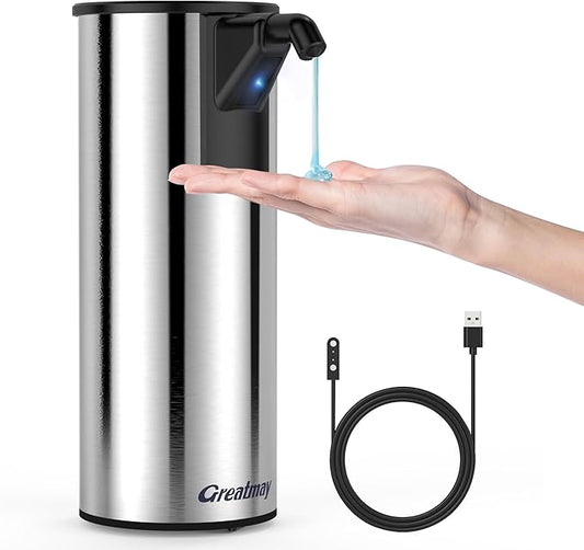 Automatic Soap Dispenser,Stainless Steel Material, Rechargeable Touchless Hand Sanitizer Pump,4 Adjustable Levels Smart Electric Dispenser