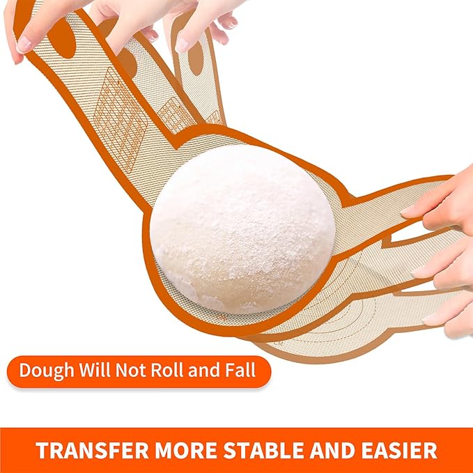 Silicone Bread Sling for Dutch Oven Liner, Non Stick 2 PCS, Easy Clean Reusable Silicone Baking Mat with Long Handles, Easy to Transfer Sourdough Bread, Orange