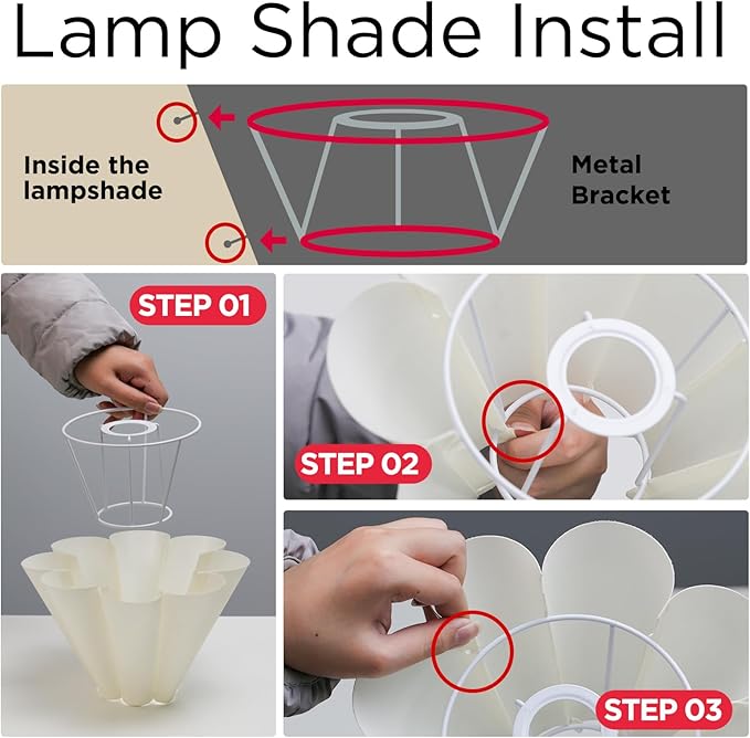 KUNJOULAM Cute Small Table Lamp, Modern Bedside Nightstand Lamp with Fabric Lampshade, Metal Base for Bedroom Home Office Decor (Without Buld)