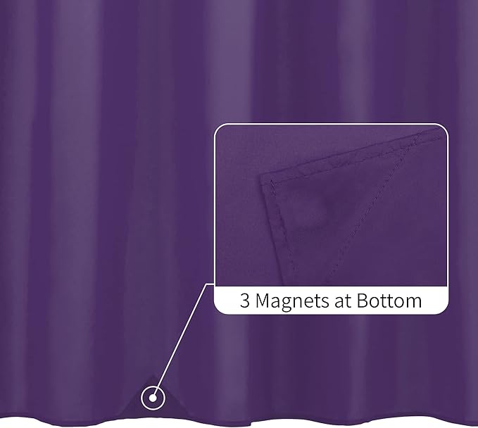 ALYVIA SPRING Royal Purple Fabric Shower Curtain Liner Waterproof - Soft & Light-Weight Cloth Shower Liner with 3 Magnets, Hotel Quality & Machine Washable - Standard Size 72x72, Purple