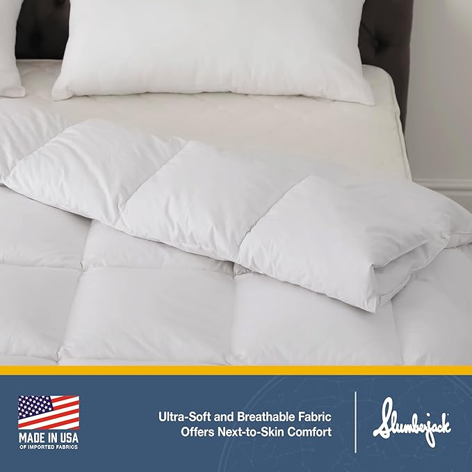 Slumberjack Duvet Insert Twin - Premium Peached Breathable Fabric, Soft & Cozy, Made in USA, Hypoallergenic, Box-Quilt Construction, Machine Washable, Corner Loops