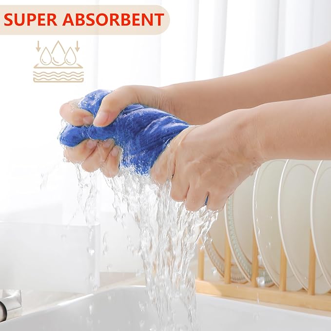 Homaxy 100% Cotton Waffle Weave Kitchen Dish Towels, Ultra Soft Absorbent Quick Drying Cleaning Towel, 13 x 28 Inches, 8-Pack, Blueberry