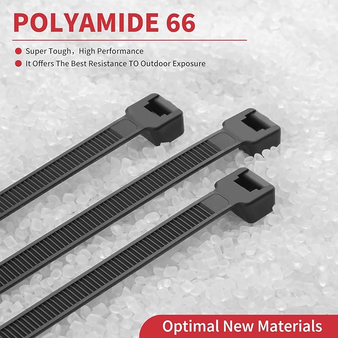 Zip Ties Heavy Duty, BethTie 500 Pack (12Inch) Black Cable Ties, Self-Locking Plastic Wire Ties with 220lb Tensile Strength, Black Nylon Zip Ties for Indoor