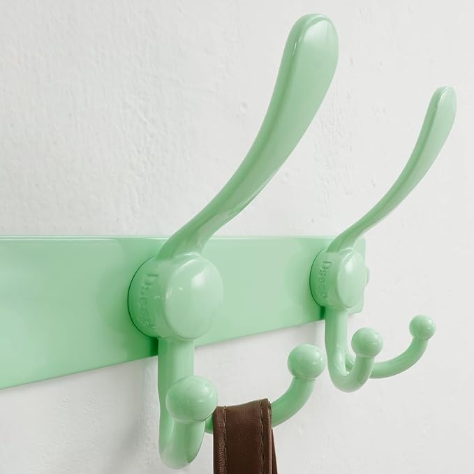 Dseap MaxStrong 2.0 Coat Rack Wall - 37” Long 10 Tri Hooks - Ultra Heavy-Duty Stainless Steel Wall Mount Coat Hanger, Hook Rail for Clothes Hats Jacket Towels Green, Pack of 2