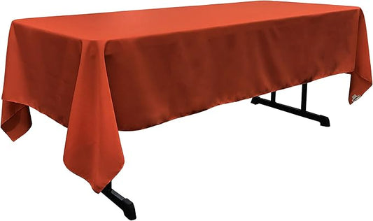 LA Linen Polyester Poplin Washable Rectangular Tablecloth, Stain and Wrinkle Resistant Table Cover 60x108, Fabric Table Cloth for Dinning, Kitchen, Party, Holiday 60 by 108-Inch, Rust