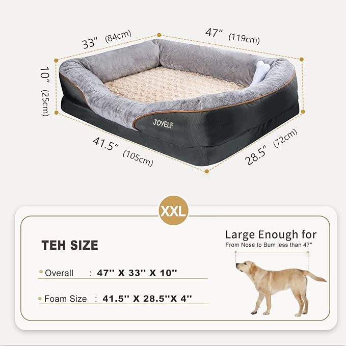 JOYELF XXLarge Memory Foam Dog Bed, Orthopedic Dog Bed & Sofa with Removable Washable Cover for Large Dogs