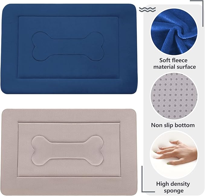 JoicyCo Extra Large Dog Bed Soft Dog Crate Pad Mat, 48 in Non-Slip Bottom Washable Dog Sleeping Mattress Pet Beds Cat Bed Kennel Pad, Dark Blue