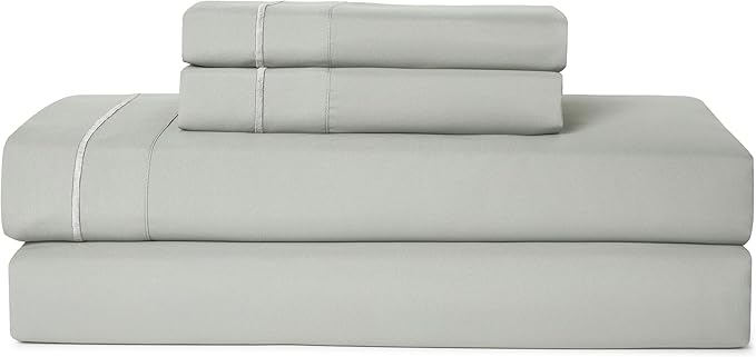 CASUAL LIVING Queen Sheets Set 4 Piece Cooling Sheets with 2 Pillowcases Soft Microfiber Hypoallergenic Washable Bed Set Deep Pocket Lightweight Bedding Elasticized for Bedroom, Queen, Sage Green