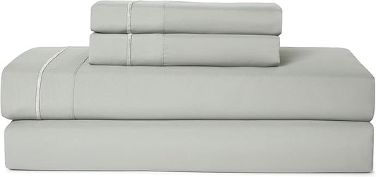 CASUAL LIVING Queen Sheets Set 4 Piece Cooling Sheets with 2 Pillowcases Soft Microfiber Hypoallergenic Washable Bed Set Deep Pocket Lightweight Bedding Elasticized for Bedroom, Queen, Sage Green
