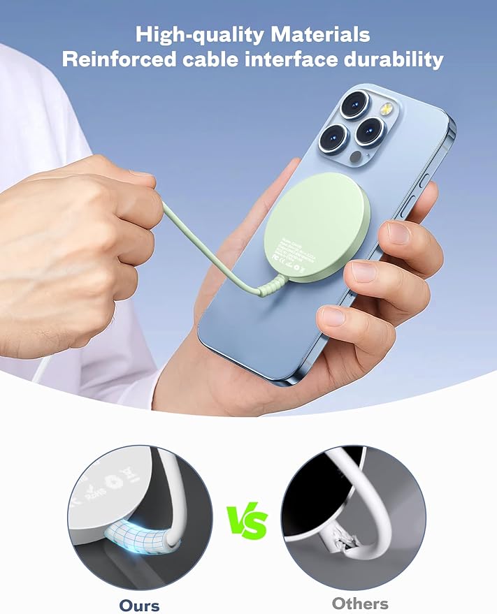 Magnetic Wireless Charger Fast Charge Strong Magnet Charging Pad for iPhone 17/16/15/14/13/12 - Series&AirPods Pro 4-2, Daul Ports, Case-Friendly, Ultra-Slim & Portable for Travel Nightstand Desk