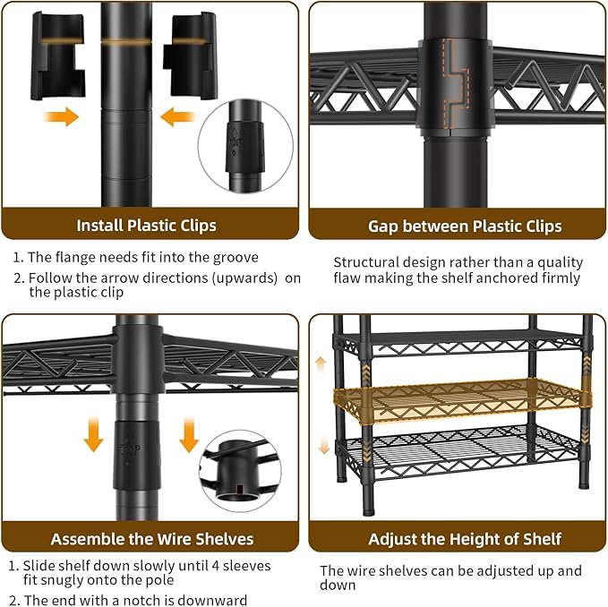 Large Garment Rack Heavy Duty Clothes Rack,Freestanding Closet Portable Clothing Rack with 8 Adjustable Wire Shelves,3 Hang Rods,4 Fabric Drawers,2 Hooks,Metal Closet Storage Wardrobe,MaxLoad 900lbs