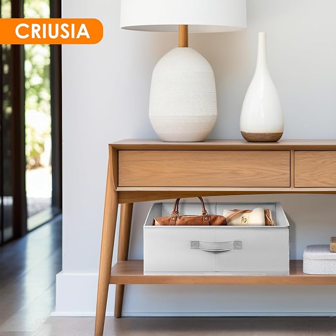 Criusia Closet Organizers Bins 6 Pack - Large Closet Shelf Organizer with Handles - Fabric Trapezoid Home Organization and Storage Baskets for Organizing Clothes Toy Blanket Towel Purse Hats