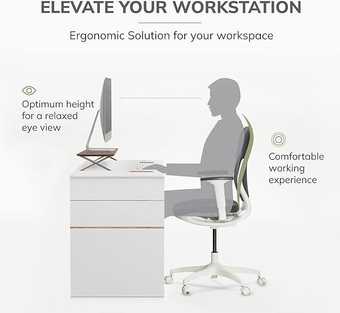 Anji Mountain Monitor Stand - Desktop Organizer & Laptop Riser, Ergonomic Monitor Riser, Space-Saving Monitor Stand for Desk, Durable Construction, Easy Assembly, Ideal for Home & Office,Biscotti