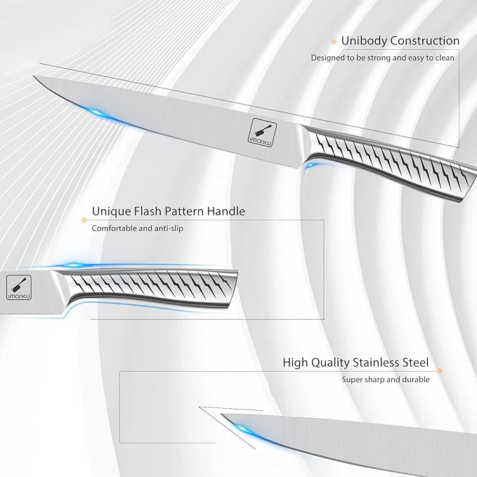 imarku® Knife Set,14-Piece Knife Sets for kitchen with block,Premium One-Piece Kitchen Knife Set with Sharpener,High Carbon Stainless Steel Knives Set for Kitchen,Silver,Dishwasher Safe