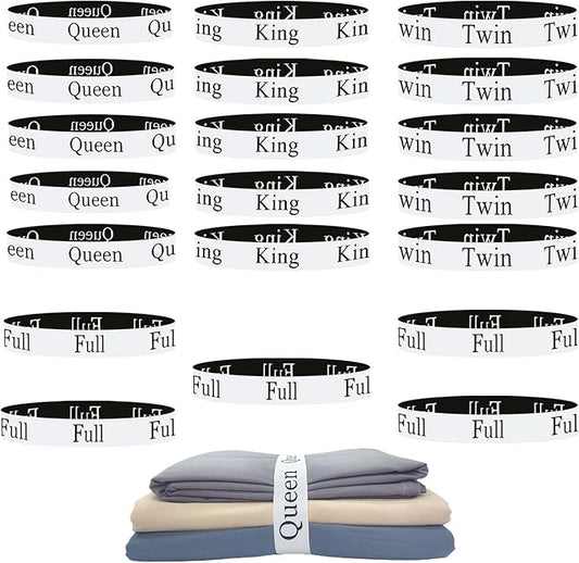 20 Pieces Bed Sheet Organizer Bands, Sheet Organizers and Storage Label Bands, Sheet Label for Bedding, Sheets Organizer for Closet,Sheet Keepers Linen Labels Bedding Bands