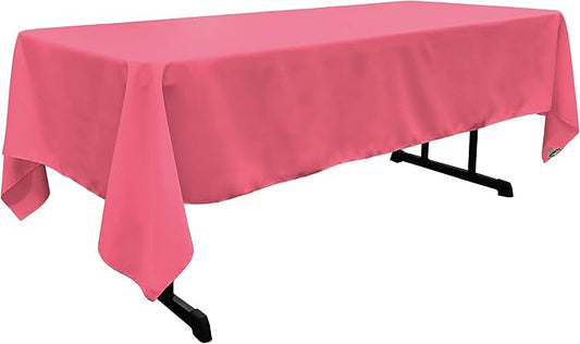 LA Linen Polyester Poplin Washable Rectangular Tablecloth, Stain and Wrinkle Resistant Table Cover 60x108, Fabric Table Cloth for Dinning, Kitchen, Party, Holiday 60 by 108-Inch, Hot Pink