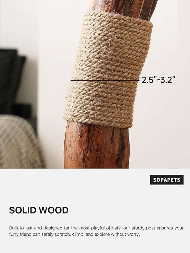 40 Inch Tall Modern Solid Wood Cat Tree Tower for Indoor Cats Large Adult, Sturdy Heavy-Duty Cat Condo with Scratching Post, Perch, Scratcher, Platform, Cozy Hideaway