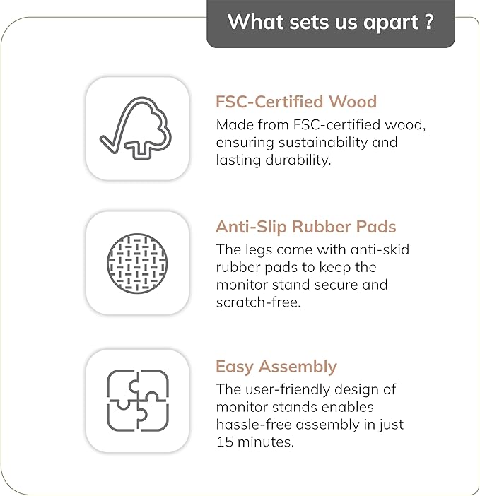 Anji Mountain Monitor Stand - Desktop Organizer & Laptop Riser, Ergonomic Monitor Riser, Space-Saving Monitor Stand for Desk, Durable Construction, Easy Assembly, Ideal for Home & Office,Black