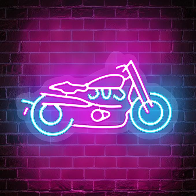 Motorcycle Neon Sign Motorcycle Neon Light LED Neon Sign for Wall Decor Dimmable LED Neon Light for Club, Kids gifts, Bedroom decor, Home decor, Living Room Decoration, 15.75''x8.66''