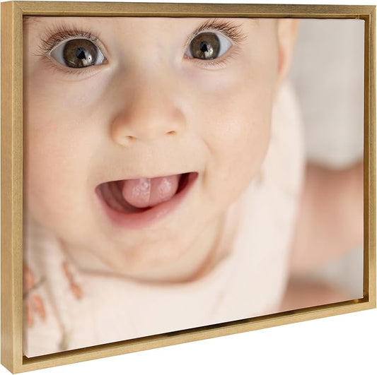 Kate and Laurel Custom Printed Framed Canvas Wall Art, 20x16 Bright Gold, Sylvie Personal Canvas Print with Your Photos for Bedroom, Living Room Gallery Wall Decor | Printed and Hand Framed in the USA