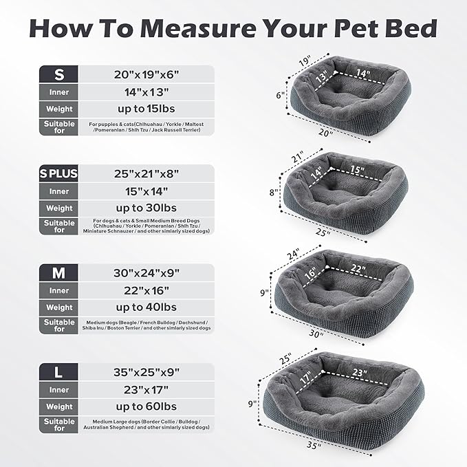 INVENHO Dog Bed Medium Size, Orthopedic Warming Soft Calming Sleeping Puppy Bed Durable Pet Bed with Anti-Slip Bottom M(30"x24"x9")
