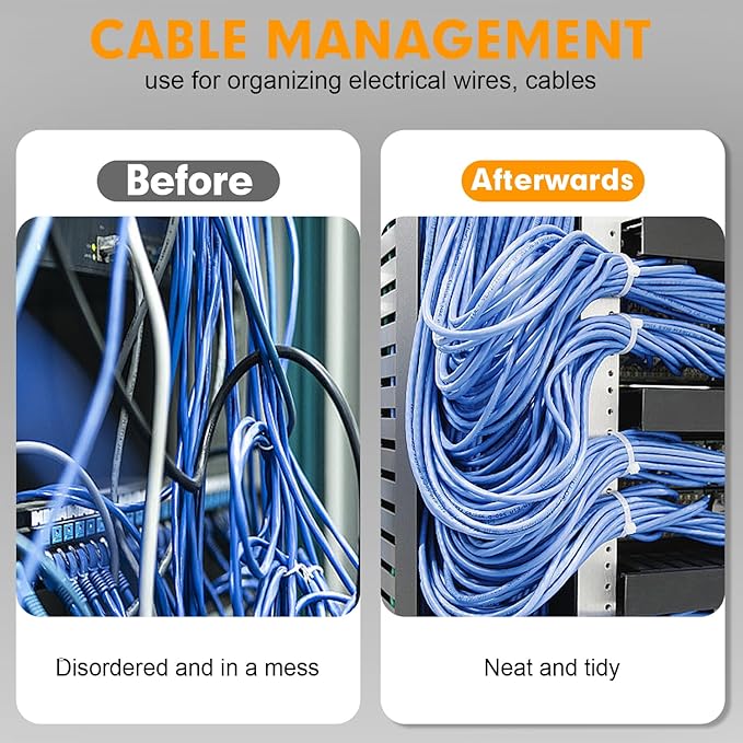 Zip Ties, RAZCC 1200pcs Cable Zip Ties 12 Inch, Heavy Duty White Plastic Wire Ties with 50lb Tensile Strength, Self-Locking Nylon Cable Ties, Wire Management for Indoor and Outdoor