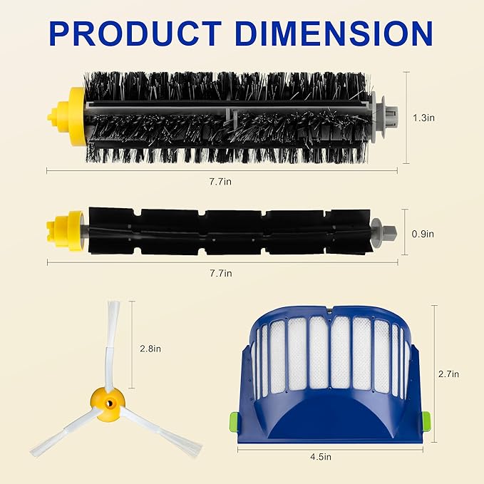 Funmit Parts Replacement for Roomba 500 600 Series 595 585 564 690 692 694 Vacuum Cleaner Accessories- Includes 6 Filter, 6 Side Brush and 3 Bristle Brush