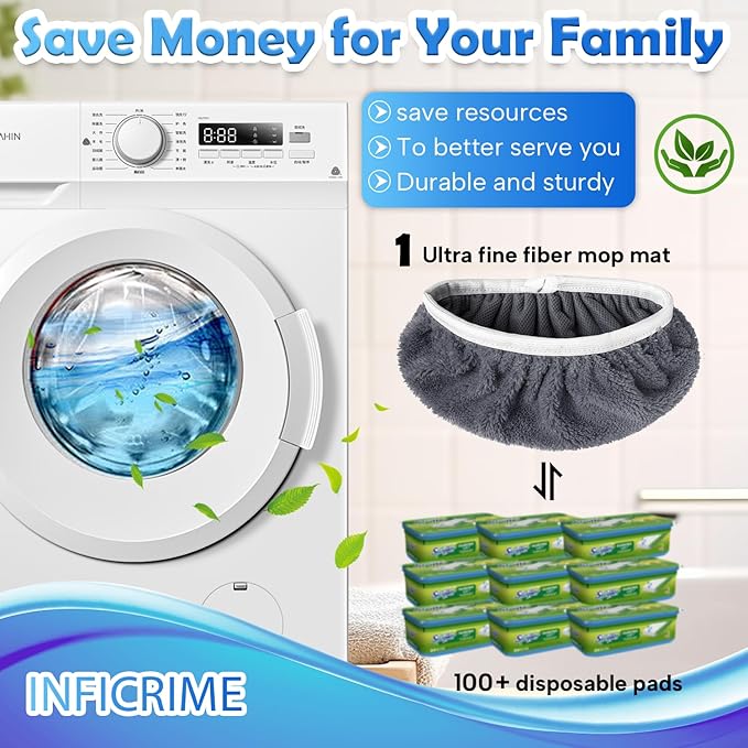 6 Pack Reusable Microfiber Mop Pads Compatible with Swiffer Sweeper Mop, Dry Sweeping Cloths & Wet Mopping Cloths, Washable Mop Pads for Surface/Hardwood Floor Cleaning (Mop is Not Included)