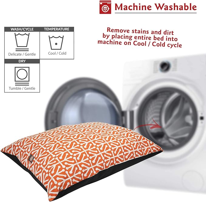 Majestic Pet Large Rectangle Dog Bed - Washable, Non-Slip, Comfy Crate Pillow for Large Breeds - 46 x 35 Inch Kennel Bed - Aruba Orange