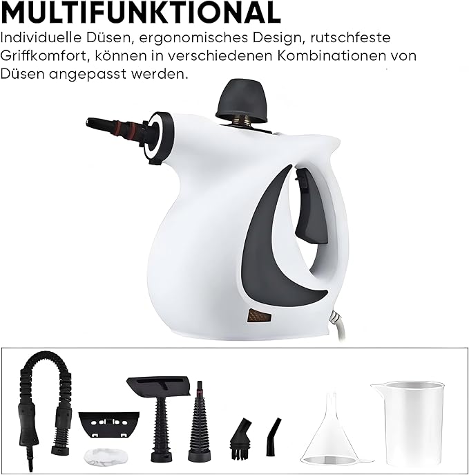 1050W Powerful Steam Cleaner Multi-Surface Sanitizer 8 Accessories Kit for Home Kitchen Bathroom Car Pet Safe Chemical-Free